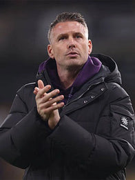 Rob Edwards Wolverhampton Wanderers Hooded Puffer Jacket Puffer Jacket unisex front product view | Dash Racegear — Rob Edwards Wolves hooded puffer jacket perfect for football fans wanting warm, versatile outerwear.