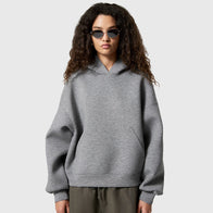 Weekday Scuba Hoodie Hoodie unisex detail view 6 | Dash Racegear — Soft grey fleece hoodie by Weekday in scuba-style pullover fit