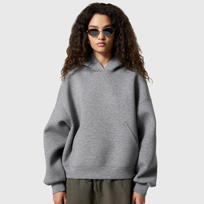 Weekday Scuba Hoodie Hoodie unisex detail view 6 | Dash Racegear — Soft grey fleece hoodie by Weekday in scuba-style pullover fit