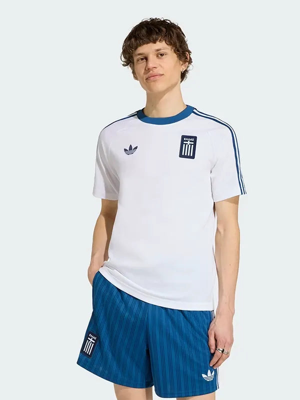 Adidas Greece T-Shirt Shirt unisex front product view | Dash Racegear — 2026 Adidas Greece White T-Shirt Men’s & Women’s lightweight breathable fabric ideal for workouts and relaxed summer outfits