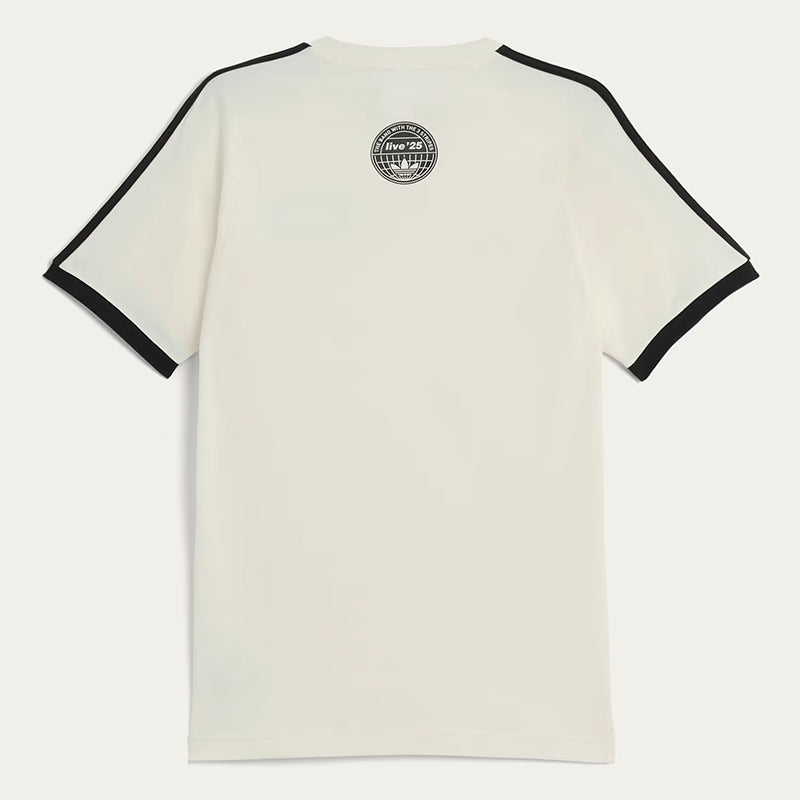 Adidas x Oasis Tour 3-Stripes Cream T-Shirt Shirt unisex detail view 2 | Dash Racegear — Sing It Loud in Cream – Adidas x Oasis Tour Tee
