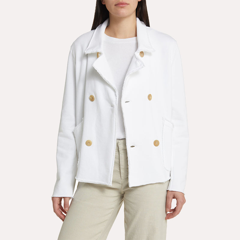 Womens White Peacoat Coat women front product view | Dash Racegear — White Wool Peacoat