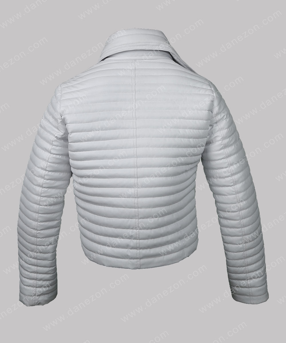 Women White Puffer Jacket Puffer Jacket women detail view 3 | Dash Racegear — Casual White Leather Women Puffer Jacket