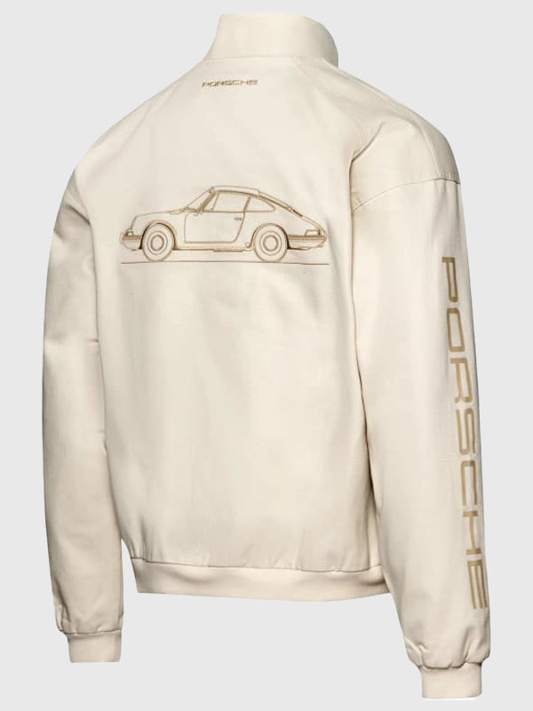 Porsche Legacy x PUMA Pepita Lifestyle Jacket Jacket unisex detail view 6 | Dash Racegear — PUMA x Porsche Legacy Pepita Lifestyle Black White Taupe Jacket for unisex wardrobes featuring elevated automotive inspired fashion