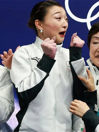 Winter Olympics 2026 Team Japan Kaori Sakamoto Jacket Jacket unisex front product view | Dash Racegear — Team Japan white & black jacket for Milano Cortina 2026 Opening Ceremony, sleek lines and crisp Olympic detailing.