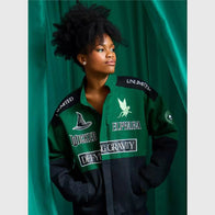Wicked Elphaba Defying Gravity Racing Jacket Jacket unisex front product view | Dash Racegear — Wicked Elphaba racing jacket inspired by Defying Gravity theme