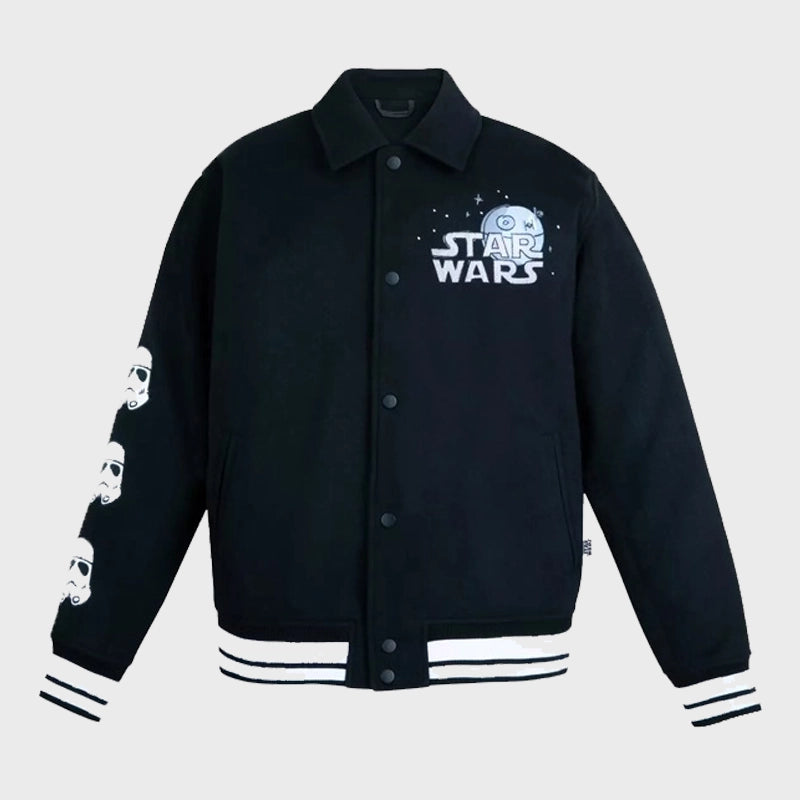 Star Wars Varsity Jacket Varsity Jacket unisex front product view | Dash Racegear — Exclusive Star Wars Varsity Jacket – Galactic Fashion Statement