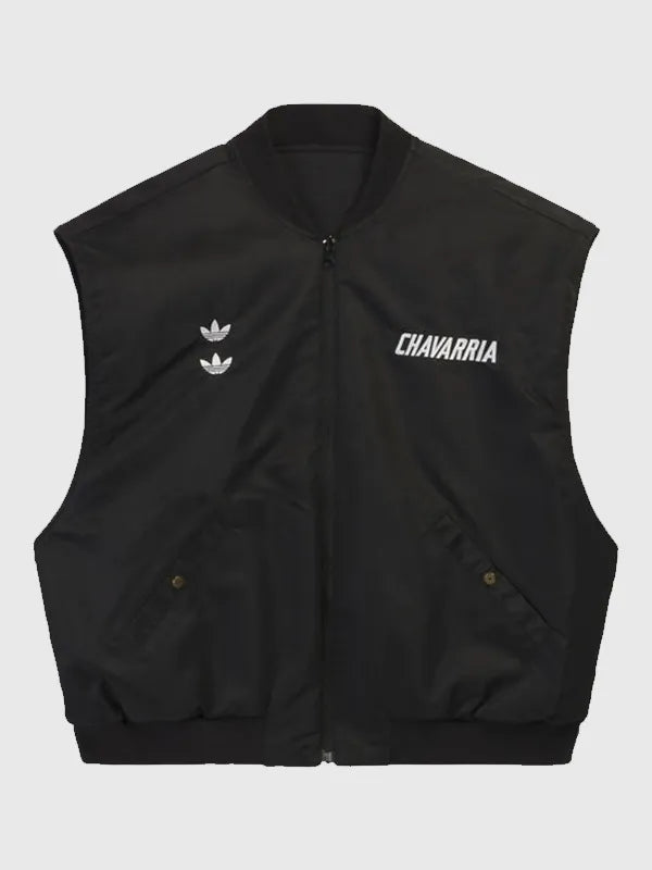Adidas x WC Padded Vest Vest unisex detail view 2 | Dash Racegear — Adidas x Willy Chavarria black padded vest 2026, modern oversized shape, utility feel for men and women casual fits.