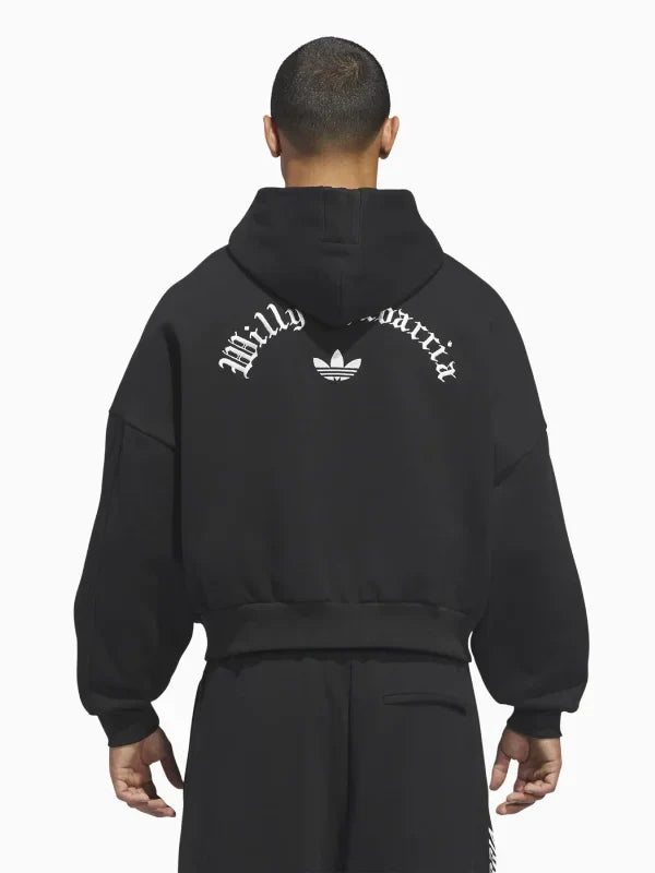 Adidas x Willy Chavarria Zip-Up Hoodie Hoodie unisex detail view 2 | Dash Racegear — Full-zip black hoodie from Adidas Originals x Willy Chavarria, comfy streetwear essential for men.