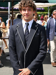 Kimi Antonelli Wimbledon 2026 Blazer Blazer unisex front product view | Dash Racegear — Navy blue blazer inspired by Kimi Antonelli at the 2026 Wimbledon Championships with a polished look.