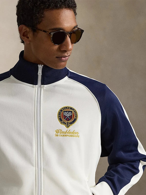 Polo Ralph Lauren x Wimbledon 2026 Track Jacket Jacket unisex detail view 3 | Dash Racegear — White classic fit track jacket featuring Polo Ralph Lauren x Wimbledon Championships 2026 and timeless sporty style.