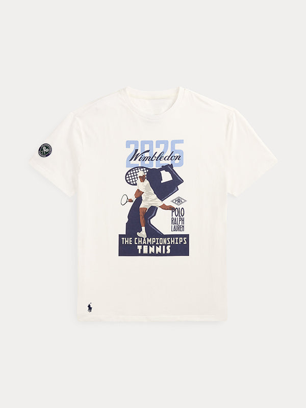 Polo Ralph Lauren x Wimbledon 2026 Graphic T-Shirt Shirt unisex detail view 4 | Dash Racegear — Polo Ralph Lauren x Wimbledon Championships 2026 White Classic Fit Graphic T-Shirt with a relaxed unisex silhouette.