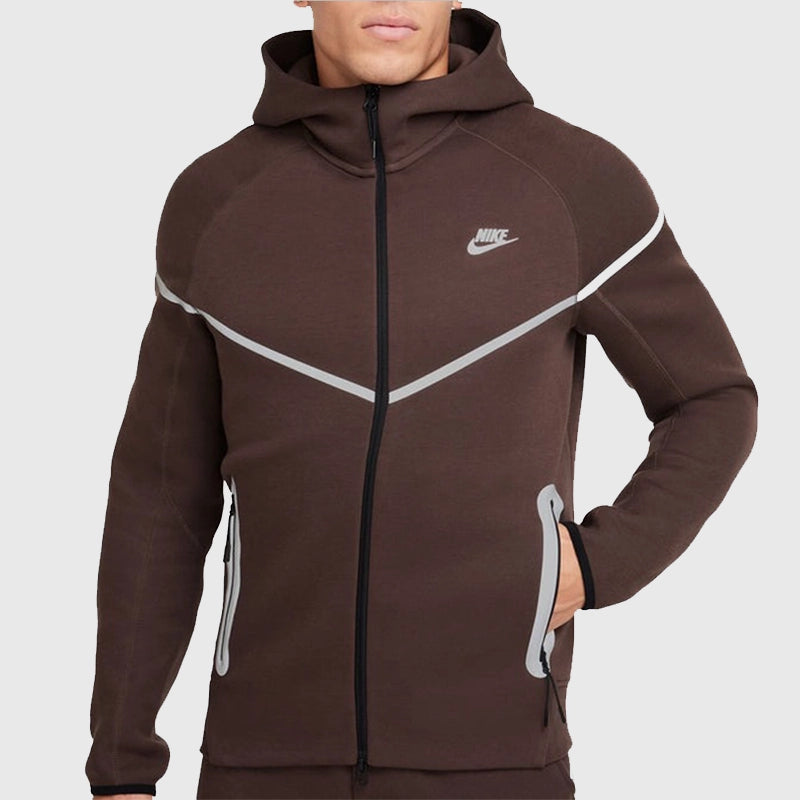 Nike Tech Brown Windrunner Reflective Jacket Jacket unisex front product view | Dash Racegear — Reflective Energy – Nike Tech Windrunner in Brown