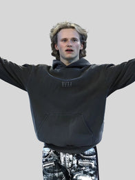 Ilia Malinin Fear Hoodie Hoodie unisex detail view 5 | Dash Racegear — Soft grey oversized “Fear” hoodie reflecting Ilia Malinin’s emotional Olympic gala performance, unisex fit.