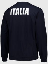 Winter Olympics 2026 Team Italy EA7 Emporio Armani Crew Sweatshirt Sweatshirt unisex detail view 2 | Dash Racegear — Milano Cortina 2026 Team Italy sweatshirt in navy by EA7 Emporio Armani, ideal for fans and streetwear.