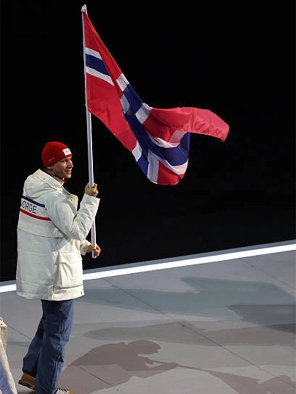 Winter Olympics 2026 Opening Ceremony Team Norway Jacket Jacket unisex detail view 2 | Dash Racegear — Team Norway Craft off-white parka brings luxury warmth and Winter Olympics flair to Milano Cortina 2026 fans.