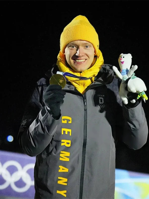 Winter Olympics 2026 Team Germany Opening Ceremony Jacket Jacket unisex detail view 4 | Dash Racegear — Team Germany Olympic hooded jacket in soft grey with bold national graphics, ready for winter celebrations.