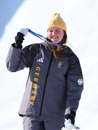 Winter Olympics 2026 Team Germany Opening Ceremony Jacket Jacket unisex detail view 5 | Dash Racegear — Grey adidas Team Germany Winter Olympics jacket with hood, crafted for comfort and ceremonial style.