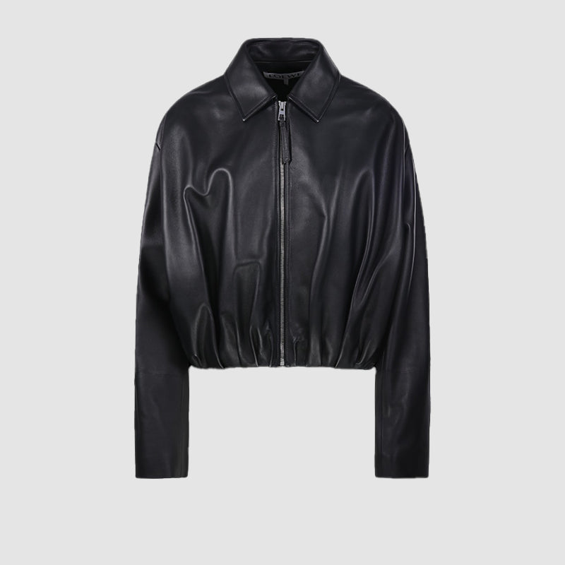 Loewe Draped Leather Jacket Leather Jacket unisex front product view | Dash Racegear — Loewe Draped Leather Outerwear – Refined & Trendy
