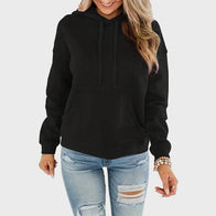 Women Black Pullover Hoodie Hoodie women front product view | Dash Racegear — Black Pullover Fleece Hoodie For Womens