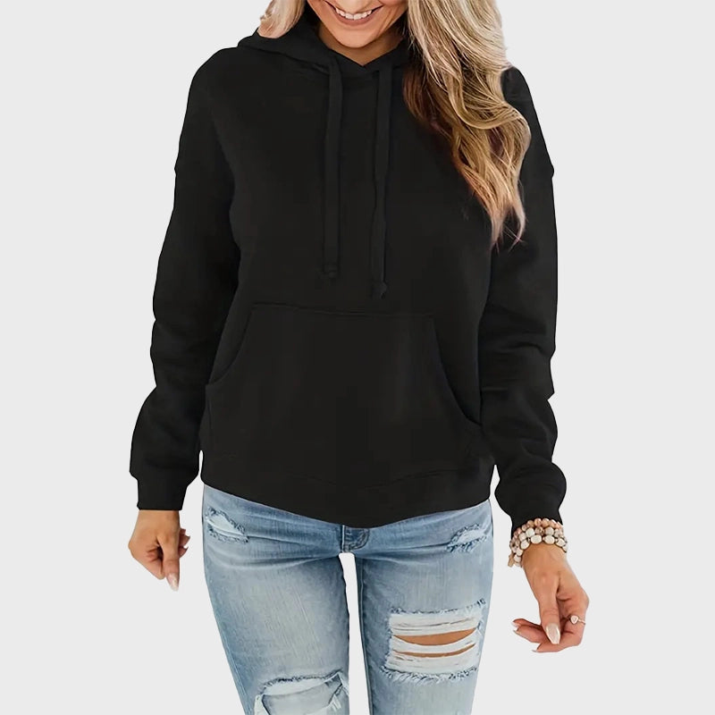 Women Black Pullover Hoodie Hoodie women front product view | Dash Racegear — Black Pullover Fleece Hoodie For Womens