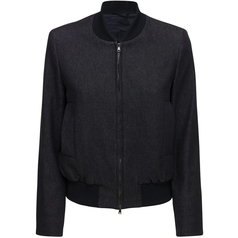 Women Black Bomber Jacket Bomber Jacket women front product view | Dash Racegear — Women Black Bomber Jacket