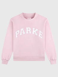 Parke Polka Dot Letter Varsity Mockneck Sweatshirt Sweatshirt unisex detail view 2 | Dash Racegear — Parke 2026 pink mockneck sweatshirt recreated with playful spot print and chenille varsity initials