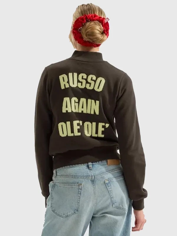 Arsenal AWFC Classics Russo Zip-Through Track Jacket Jacket unisex detail view 3 | Dash Racegear — Women’s Arsenal AWFC Classics 2026 brown Russo jacket, lightweight track style for active or street outfits.