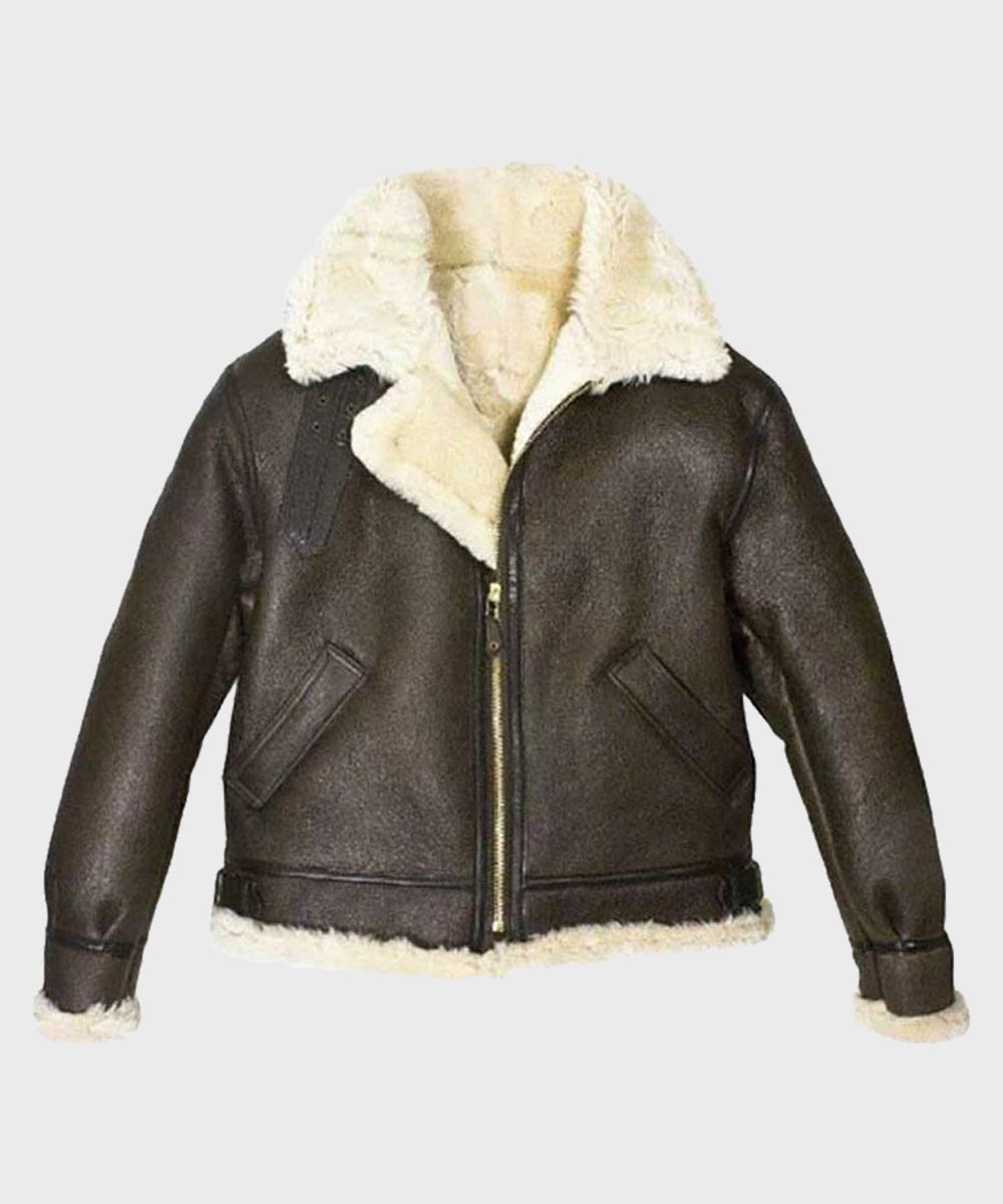 Womens Aviator Brown Shearling Leather Jacket Leather Jacket women front product view | Dash Racegear — Womens Aviator Shearling Brown Leather Jacket