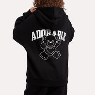 Womens Black Adorable Printed Hoodie Hoodie women detail view 2 | Dash Racegear — Black Adorable Printed Hoodie