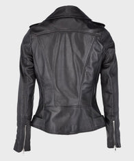 Womens Biker Black Leather Jacket Leather Jacket women detail view 3 | Dash Racegear — Black Biker Womens Geniune Leather Jacket