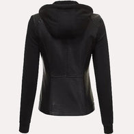 Womens Hooded Black Faux Leather Jacket Leather Jacket women detail view 2 | Dash Racegear — Women's Black Faux Leather Hooded Jacket