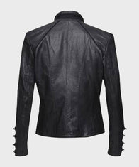 Womens Black Military Leather Jacket Leather Jacket women detail view 2 | Dash Racegear — Womens Military Leather Jacket
