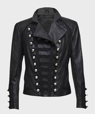 Womens Black Military Leather Jacket Leather Jacket women front product view | Dash Racegear — Womens Black Military Jacket