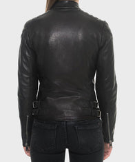 Womens Black Motorcycle Slimfit Jacket Biker Jacket women detail view 2 | Dash Racegear — Womens-Black-Motorcycle-Slimfit-Leather-Jacket