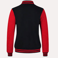Womens Black and Red Varsity Jacket Varsity Jacket women detail view 2 | Dash Racegear — Black and Red Varsity Jacket