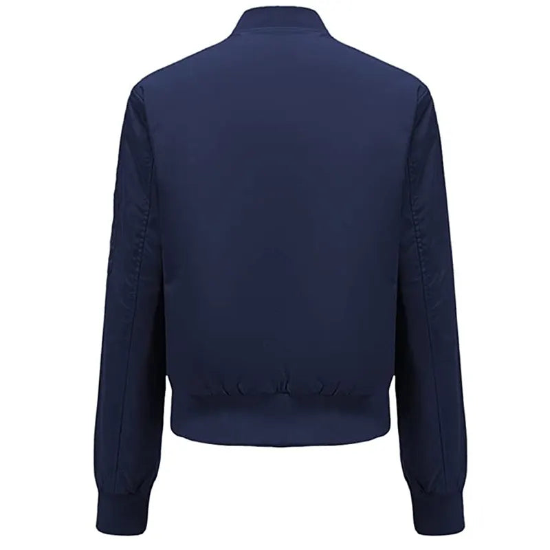 Women Blue Bomber Jacket Bomber Jacket women detail view 2 | Dash Racegear — Blue Cotton Bomber Jacket