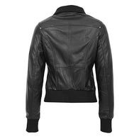 Womens Black Bomber Leather Jacket Bomber Jacket women detail view 2 | Dash Racegear — Black Bomber Leather Jacket For Men