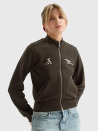 Arsenal AWFC Classics Russo Zip-Through Track Jacket Jacket unisex detail view 2 | Dash Racegear — Arsenal AWFC Russo 2026 women’s brown track jacket with zip closure, perfect for training or casual wear.