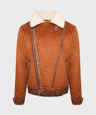 Womens Aviator Brown Leather Shearling Jacket Jacket women detail view 2 | Dash Racegear — Womens Aviator Brown Leather Jacket