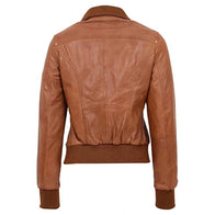 Lisa Brown Bomber Leather Jacket Bomber Jacket unisex detail view 2 | Dash Racegear — Brown Bomber Leather Jacket