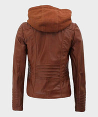 Womens Cafe Racer Brown Leather Jacket Biker Jacket women detail view 3 | Dash Racegear — Cafe Racer Womens Brown Biker Jacket