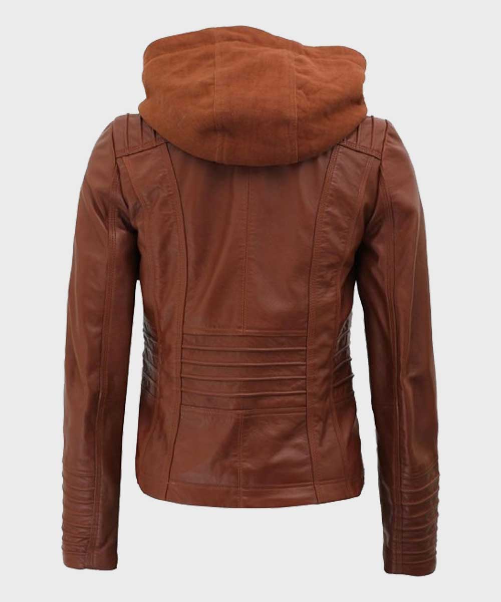 Womens Cafe Racer Brown Leather Jacket Biker Jacket women detail view 3 | Dash Racegear — Cafe Racer Womens Brown Biker Jacket
