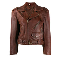 Women’s Dark Brown Cropped Leather Jacket Leather Jacket women front product view | Dash Racegear — Dark Brown Cropped Leather Jacket