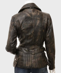 Womens Biker Vintage Leather Jacket Leather Jacket women detail view 3 | Dash Racegear — Womens Vintage Biker Leather Jacket