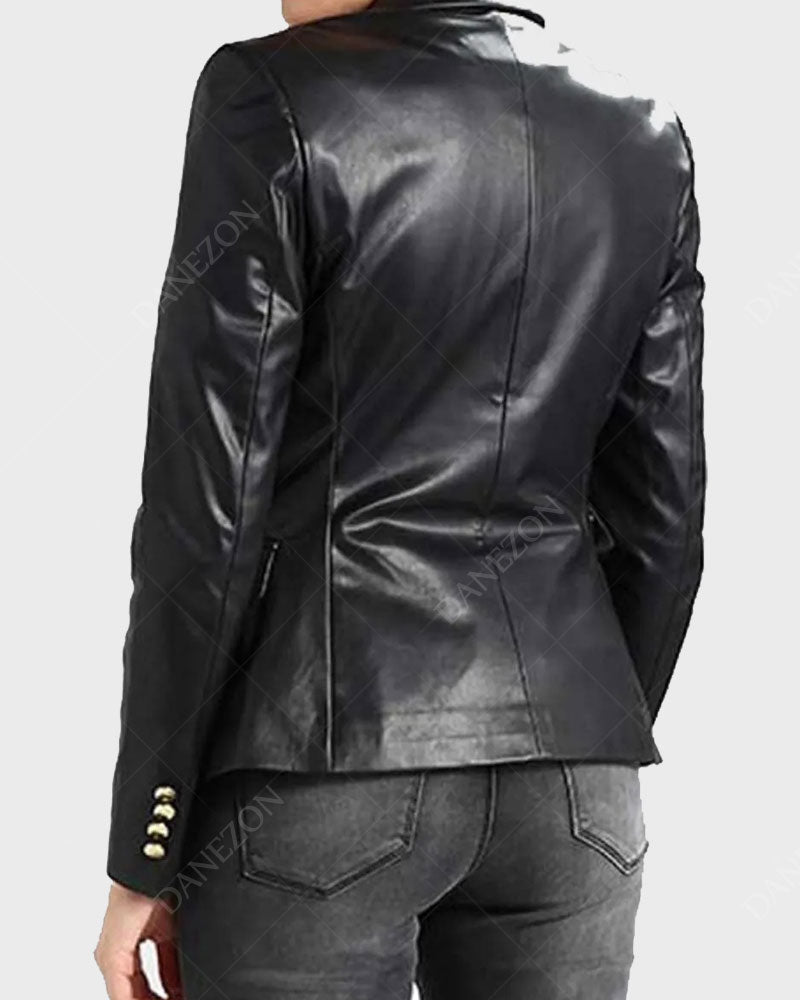 Womens Double-Breasted Black Blazer Blazer women detail view 2 | Dash Racegear — Womens Black Slimfit Blazer