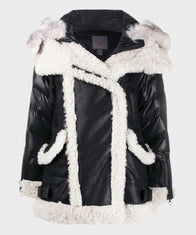 Womens Black Padded Shearling Jacket Jacket women detail view 2 | Dash Racegear — Womens Black Hooded Shearling Padded Jacket