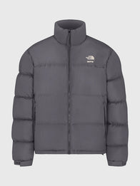 The North Face x Skims 1996 Nuptse Jacket Jacket unisex front product view | Dash Racegear — The North Face × SKIMS 1996 Nuptse Grey Puffer Jacket with voluminous insulation for stylish winter streetwear and daily cold protection.