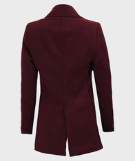 Womens Maroon Wool Peacoat Jacket women detail view 2 | Dash Racegear — Womens Maroon Wool Peacoat