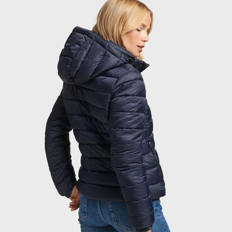 Womens Navy Puffer Jacket Puffer Jacket women detail view 2 | Dash Racegear — Womens Navy Puffer Jacket
